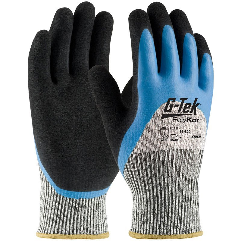 PolyKor™ Blend Glove, Acrylic Thermal Glove, Double 3/4 Dip Latex Coated MicroSurface Grip, 2-XL