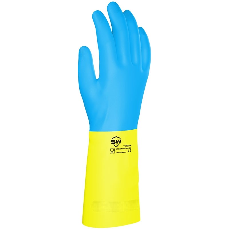 12" 28 Mil. Neoprene Over Latex Chemical Glove, Embossed Grip, Flock Lined, X-Large