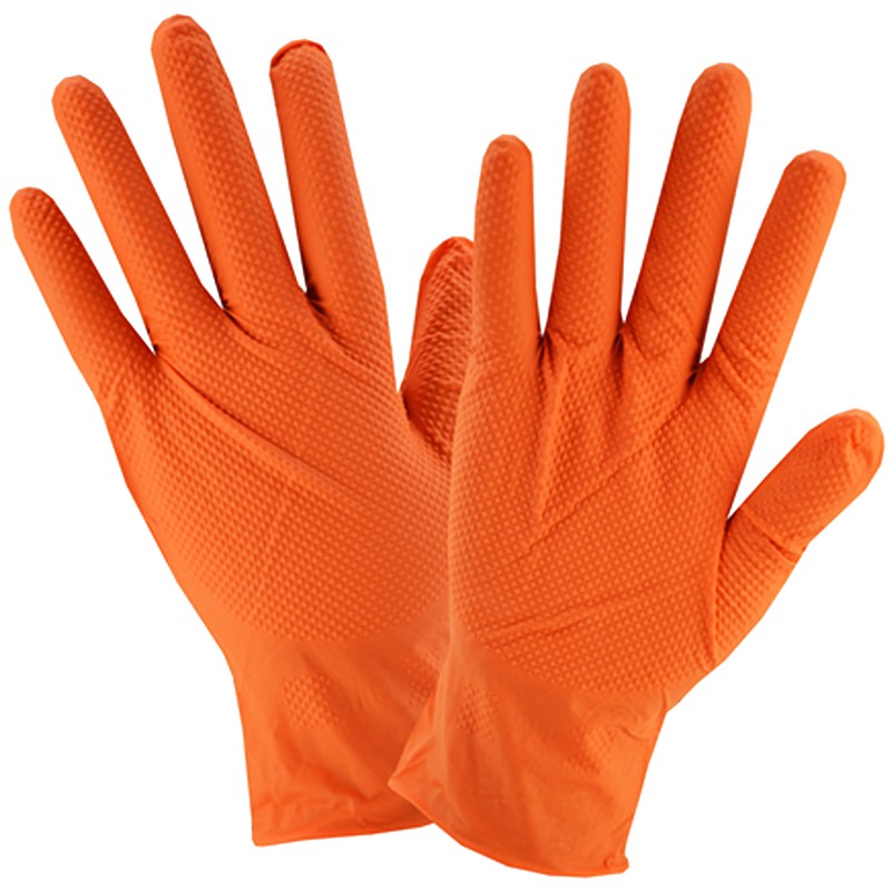 8 Mil Powder Free Orange Nitrile Gloves, Medium