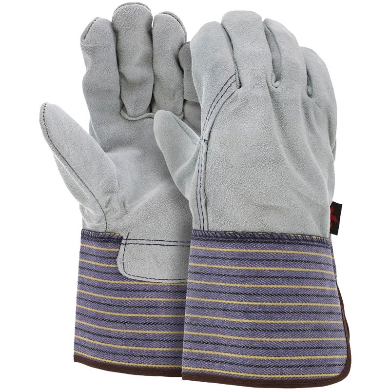 Split Cowhide Leather Palm Full Back Glove, Plasticized Gauntlet Cuff, 2-XL