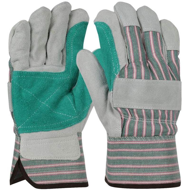 Double Palm Leather Work Gloves with Rubberized Safety Cuff, X-Large