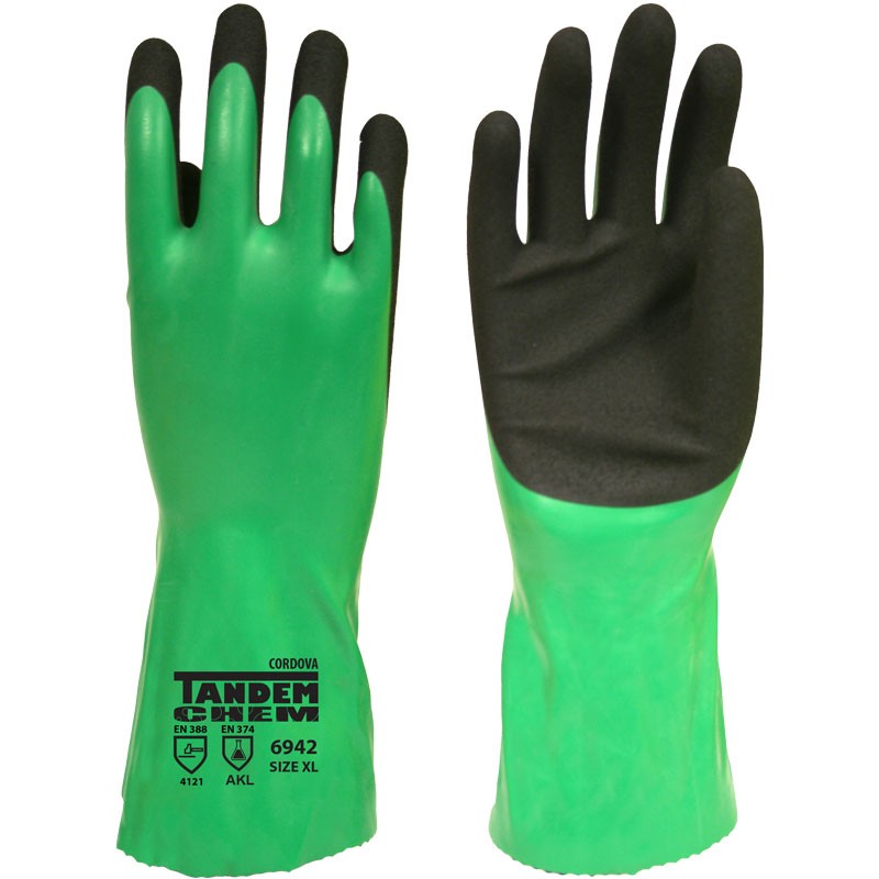 Two-Layer  Green/Black Nitrile Chemical Resistant Glove, X-Large