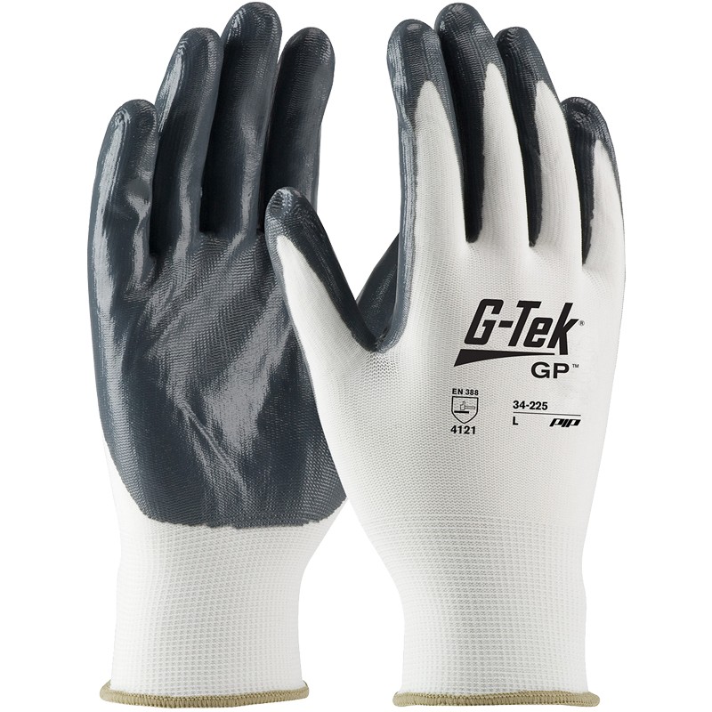 13 Gauge Nylon Glove, Smooth Nitrile Grip, Large