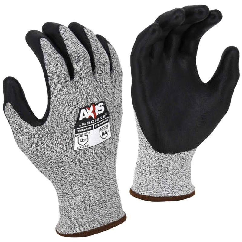 RWG555 AXIS™ Cut Protection Level A4, HPPE Shell, Nitrile Coated, Gray, Medium