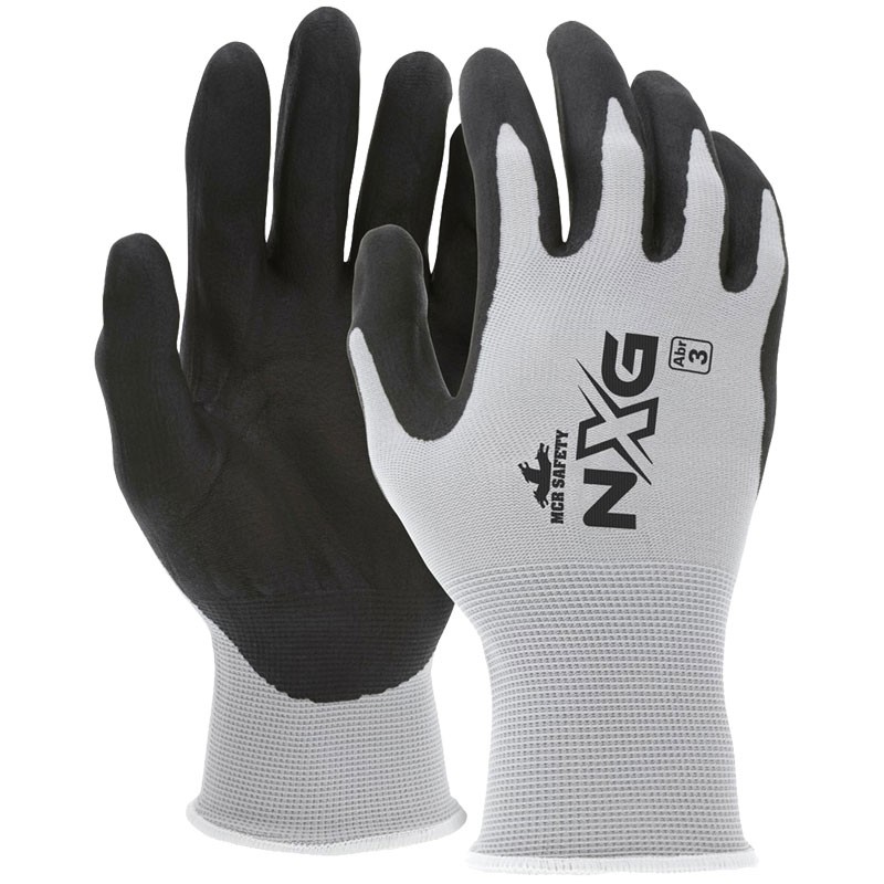 NXG® 13 Gauge Gray Nylon Black Nitrile Foam Coated Glove, X-Small