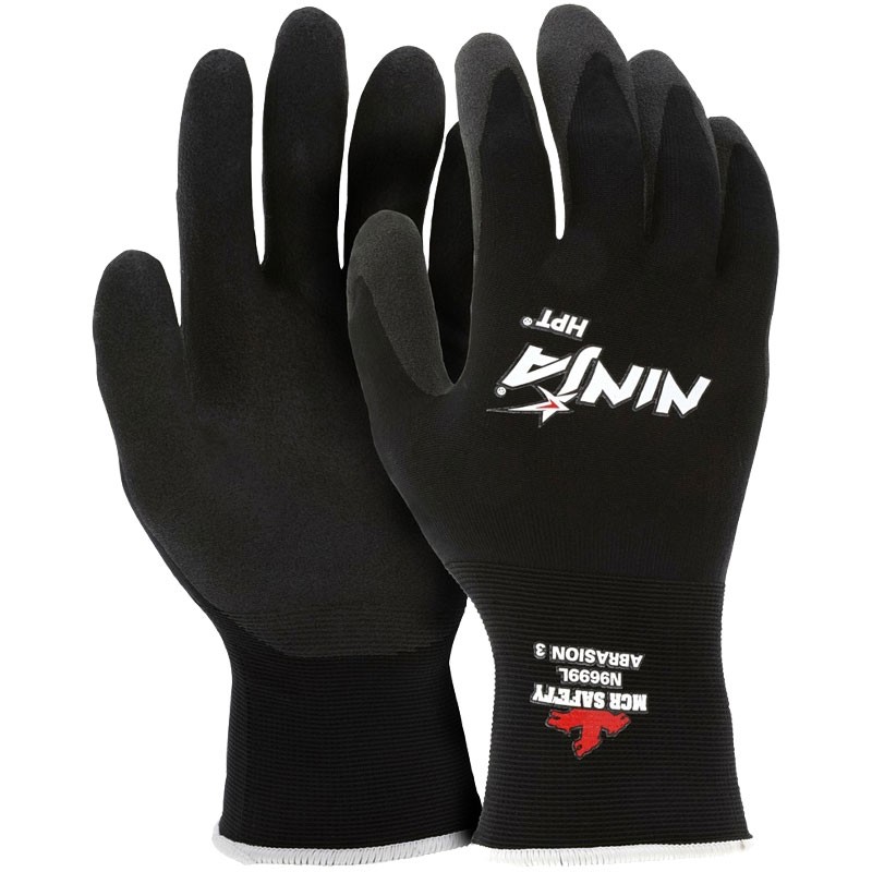 15 Gauge Black Nylon Glove, HPT / PVC MicroSurface Grip, X-Large