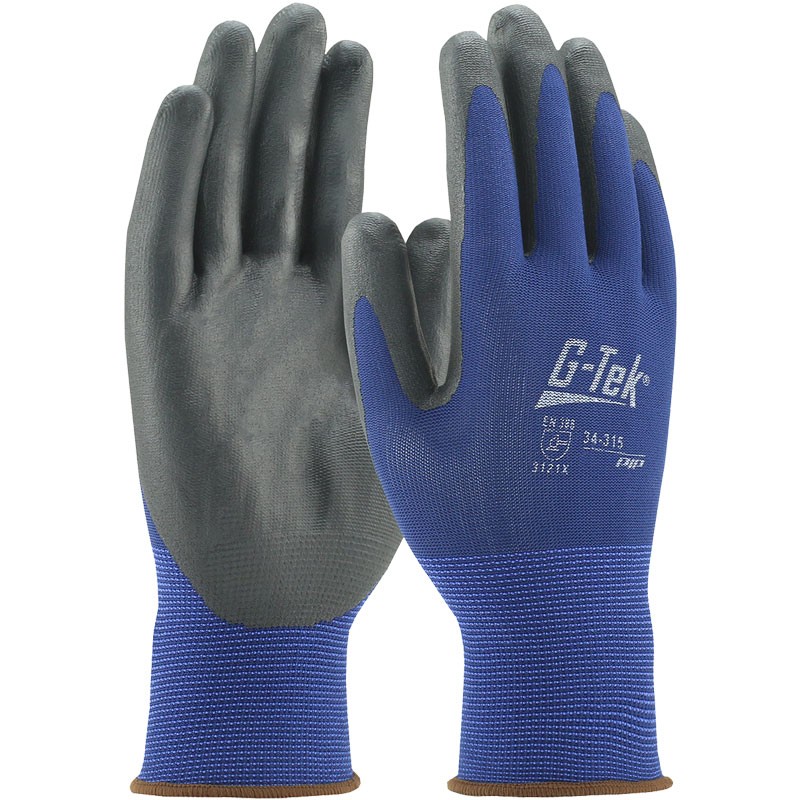 15 Gauge Blue Polyester Glove, Black Nitrile Foam Grip, Small