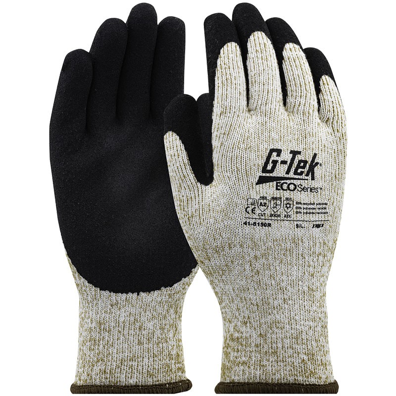 10 Gauge Gray Poly/Acrylic Thermal Glove, Black Latex MicroSurface Grip, Large