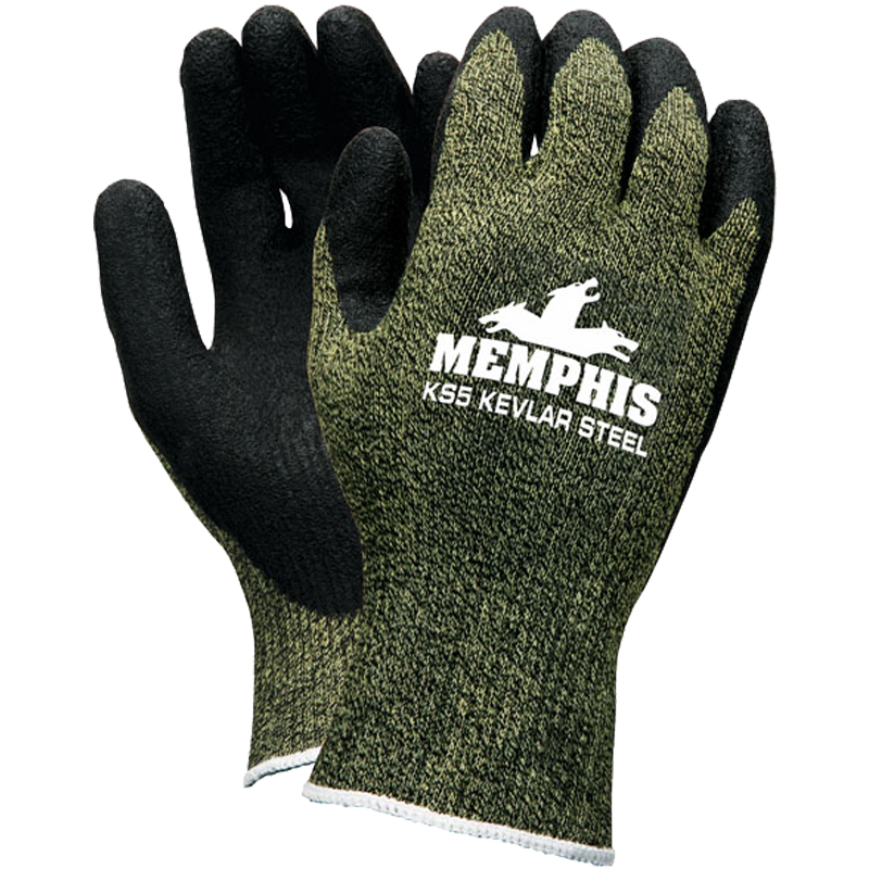 KS-5 Kevlar/Steel Cut-Resistant Glove, Black Latex Coated Palm, Medium