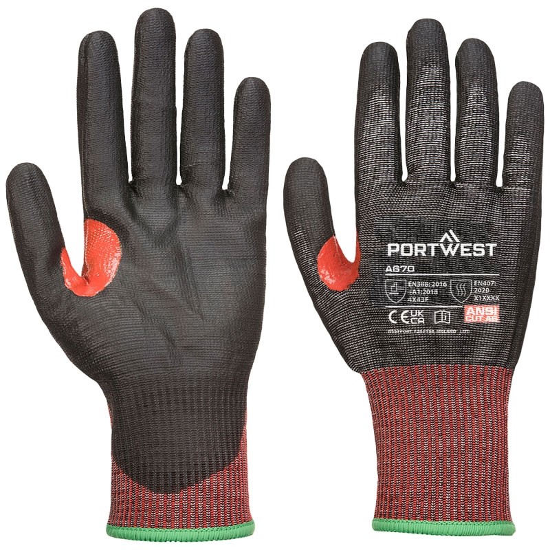13 Gauge HPPE Cut Resistant Glove, Smooth P/U Coated Palm, Reinforced Thumb Crotch, TouchScreen Compatible, 2-XL