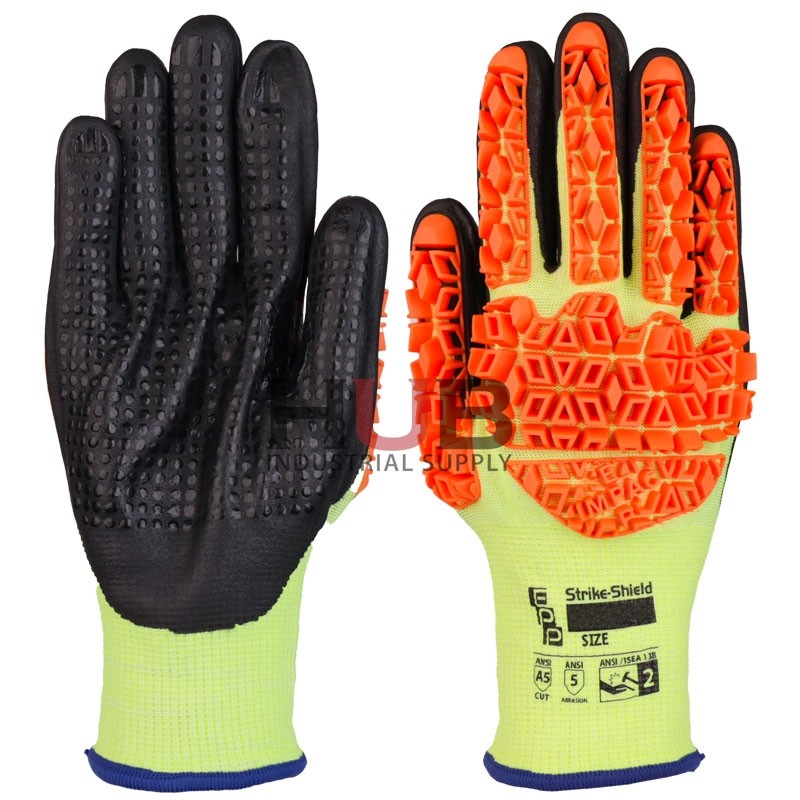 18ga HPPE Cut & Impact Resistant Glove, Dotted Nitrile Grip, Touchscreen Compatible, Small