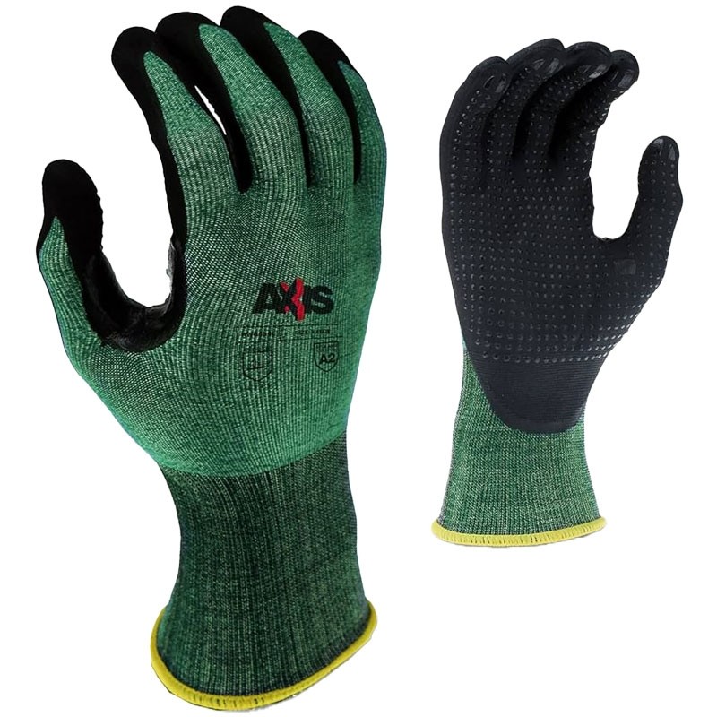 AXIS™ Black Nitrile Foam Glove w/ Dotted Palm, Cut Resistant, 2-XL