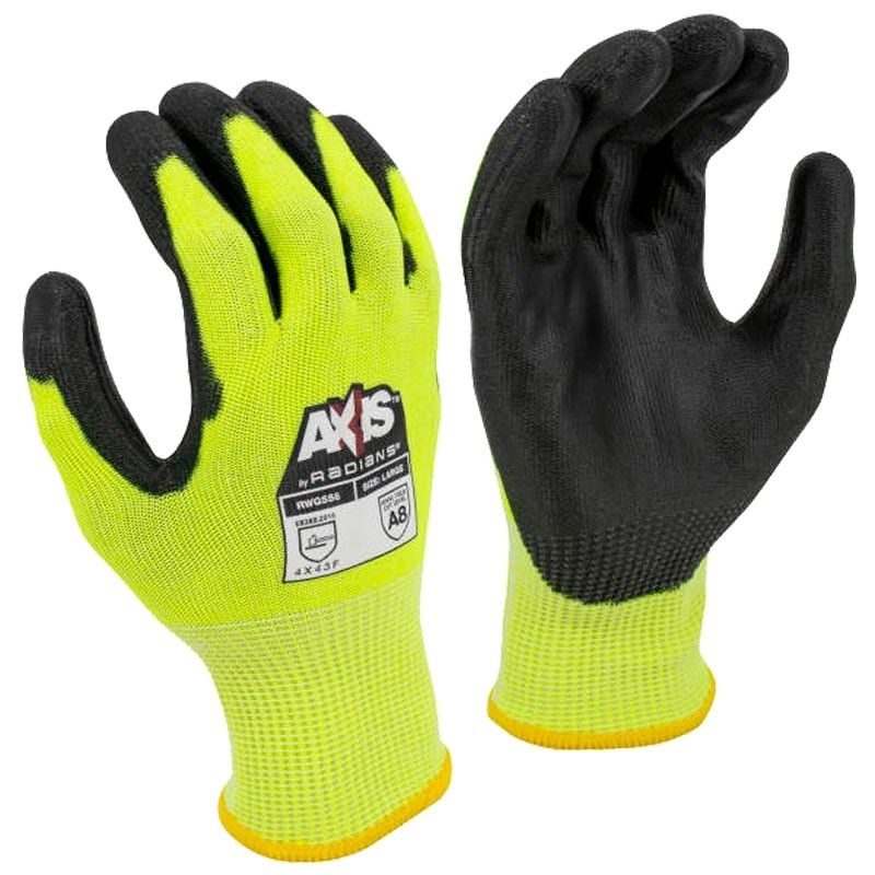 Axis™ PU Coated Golve, Hi-Vis Yellow, Cut Resistant, X-Large