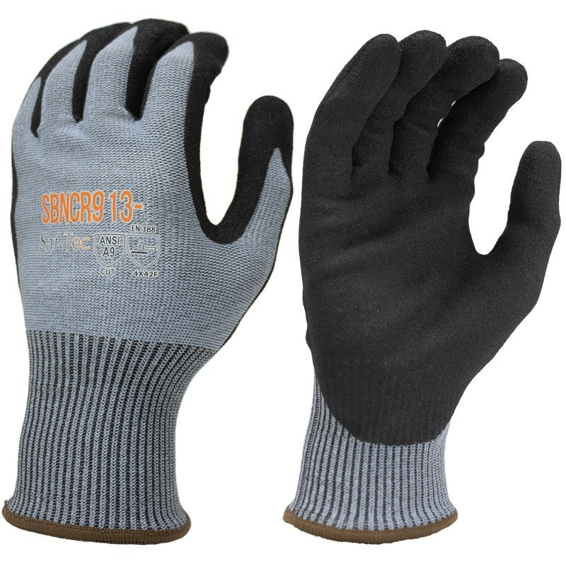 13 Gauge Cut Resistant Glove, Nitrile Sandy Foam Palm, 2-XL