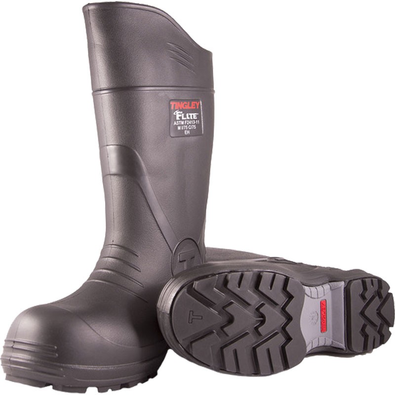 Flite™ Rubber Boot, Cleated Outsole & Composite Safety Toe, Black, Men's Size 11