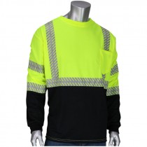 Class 3 Black Bottom Long Sleeve Shirt w/ Segmented Tape - Hi-Vis Yellow, Medium