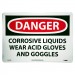 10" x 14" Danger Corrosive Liquids Sign - Aluminum