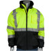 Class 3 Black Bottom Bomber Jacket, Fixed Liner, Hi-Vis Yellow, 2-XL