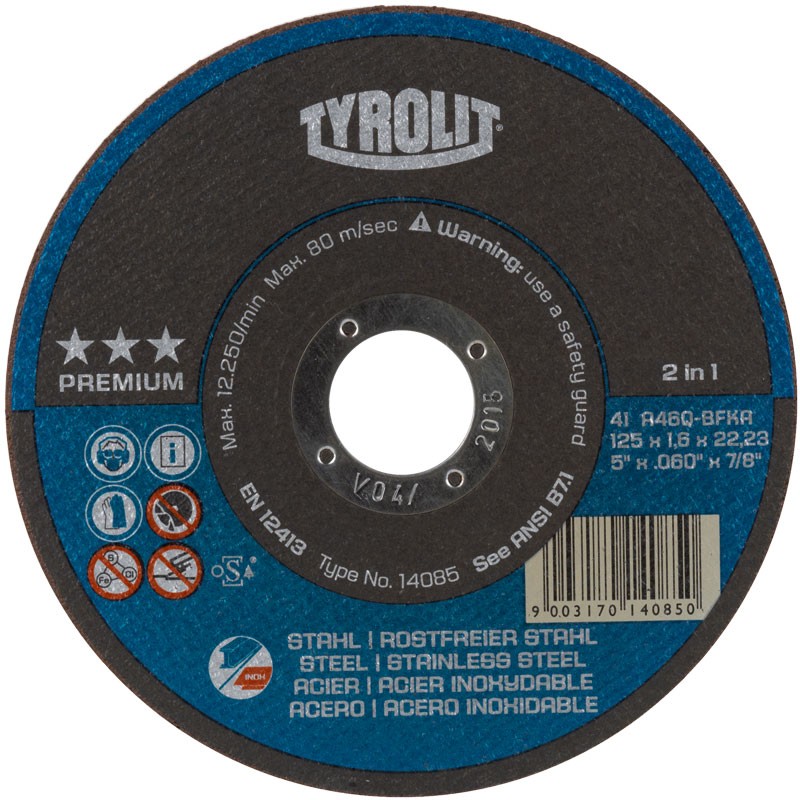 4-1/2" x .040" x 7/8" A60Q-BFKA Type1 2-in-1 Ultra-Thin Cutting Disc (Max RPM: 13,300)