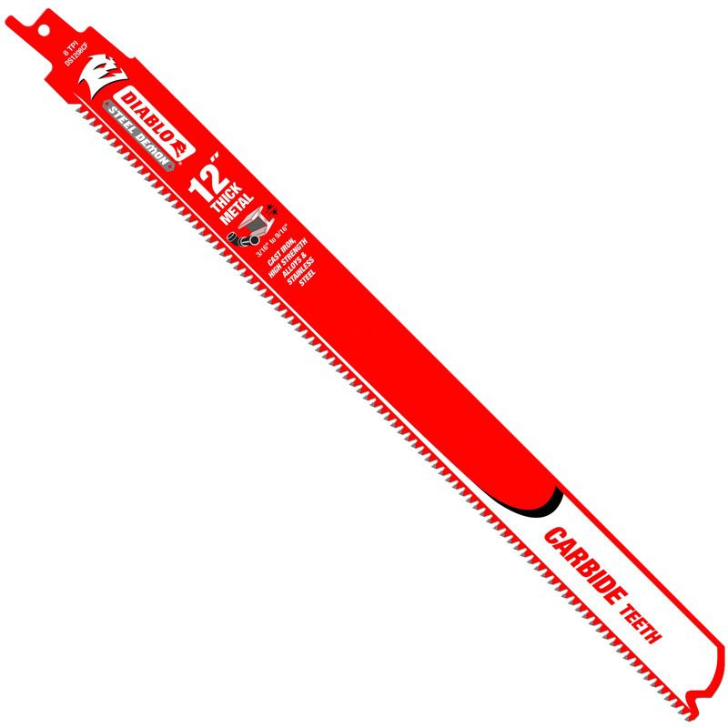 12" x 1" W 8T Carbide Tipped Reciprocating Saw Blade, Thick Metal