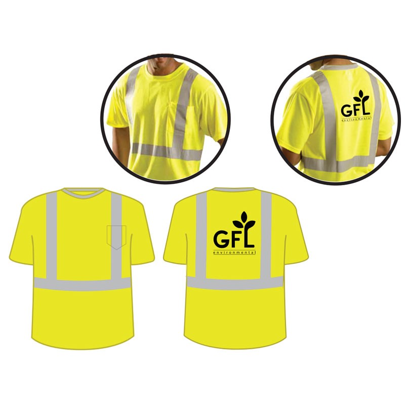 XL CLS 2 CREW NECK T-SHIRT HI-VIS YEL  W/ GFL LOGO 1C-1L