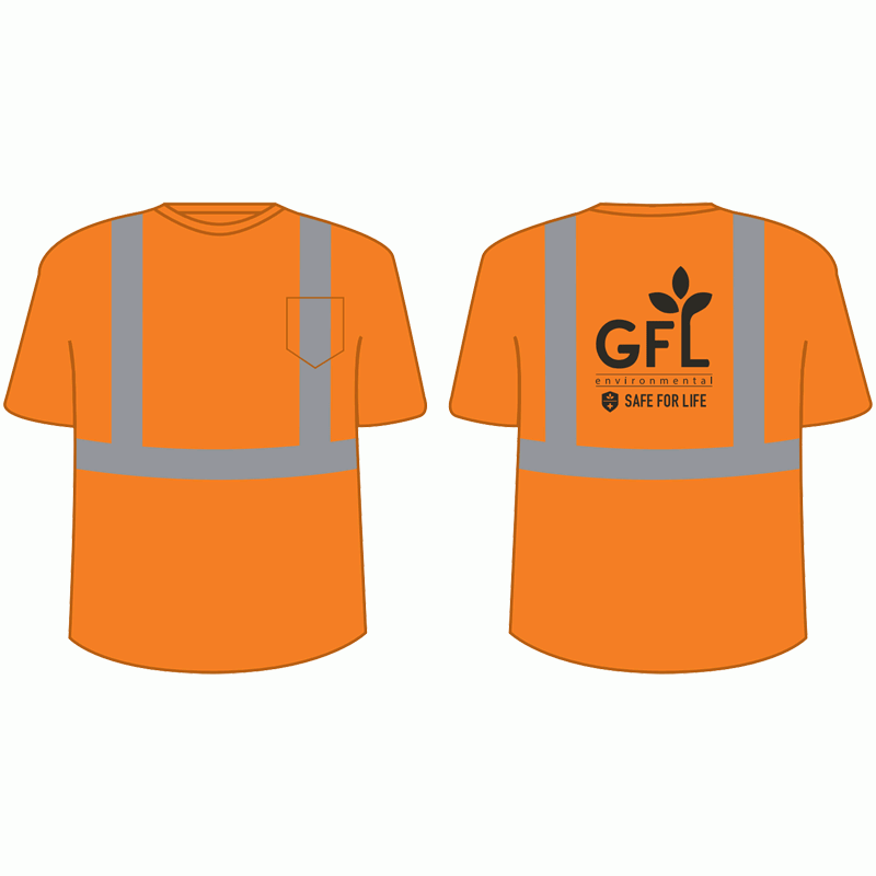 S CLS 2 CREW NECK T-SHIRT ORANGEW/ GFL ENVIRONMENTAL LOGO 1C 1L