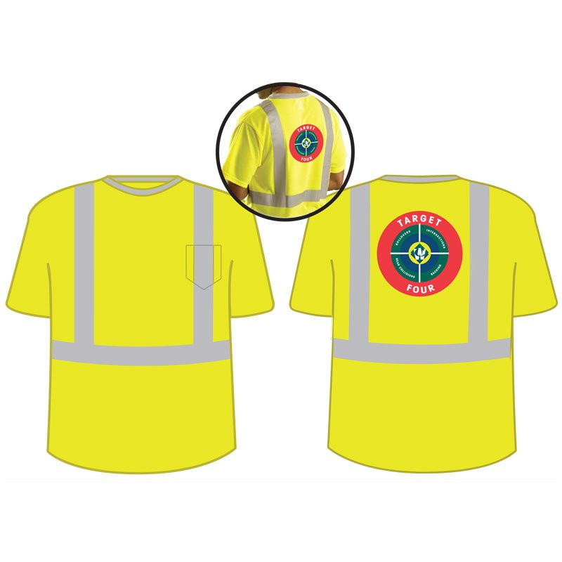 XL  CLS 2 CREW NECK T-SHIRT LIME YELLOW  W/ WASTE CONNECTIONS "TARGET FOUR" LOGO (4C - 1L)