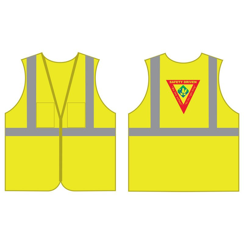 LG  CLASS 2 SAFETY VEST HI-VIS YELLOW MESH ECONOMY 4-POCKET W/ZIPPER CLOSURE   W/ WASTE CONNECTIONS LOGO