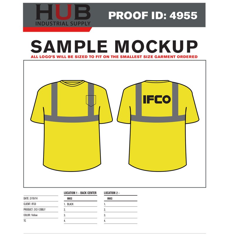 Class 2 Crew Neck T-Shirt w IFCO Logo Lime Yellow 3-XL