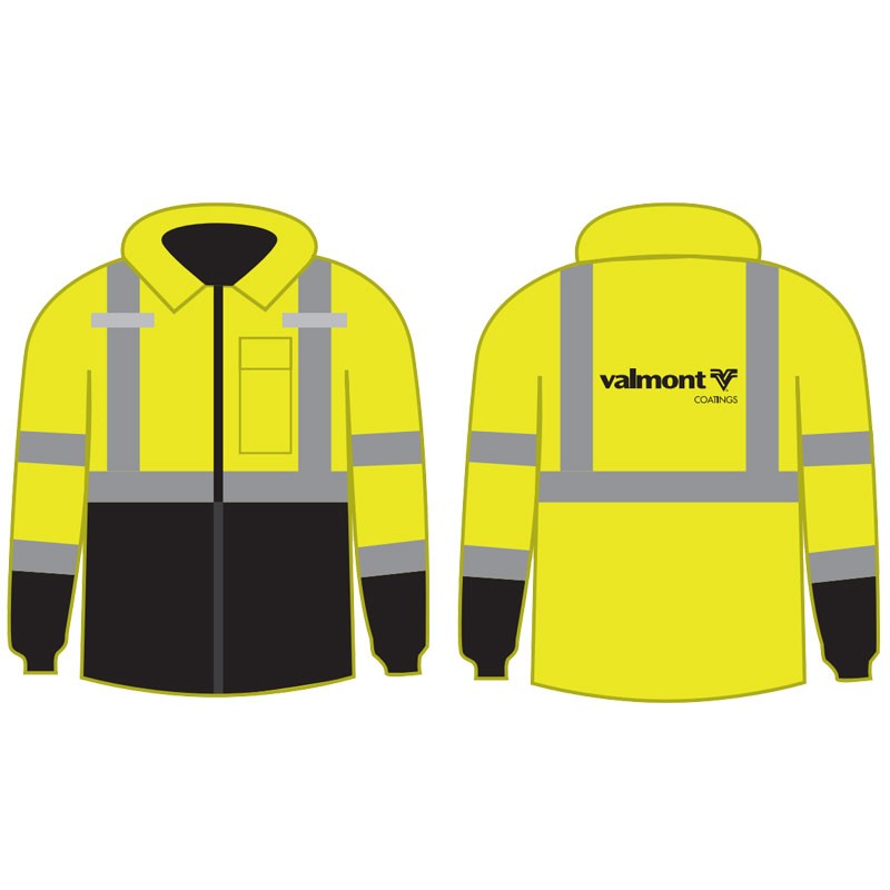 XL CLS-3 LY BLK BOTTOM BOMBER JACKET W/  ZIP-OUT FLEECE LINER W/ VALMONT LOGO PRINTED BACK CENTER 1C, 1L