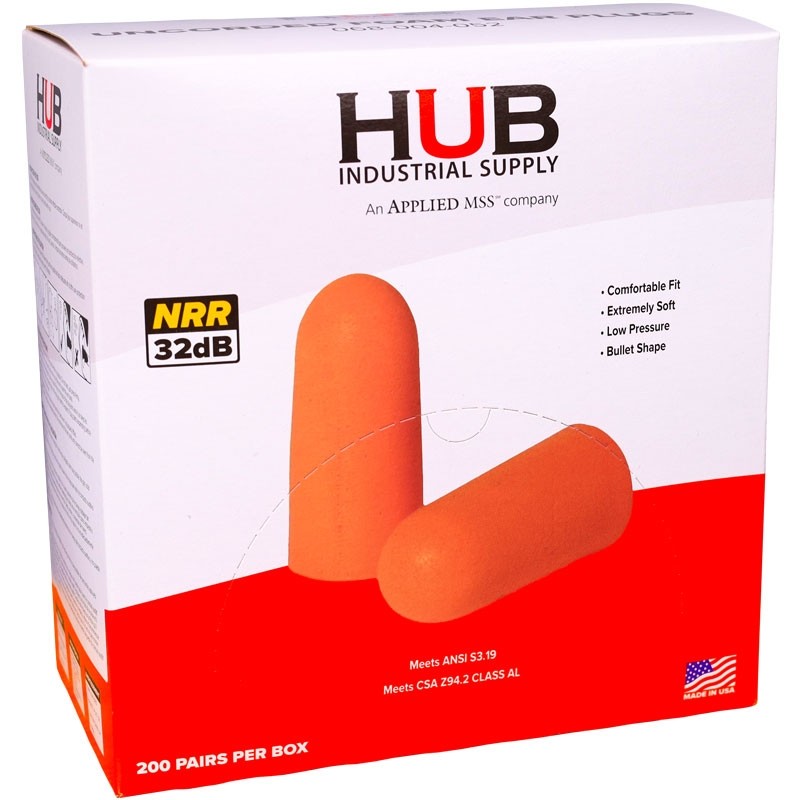 HUB Tapered Foam Earplugs, Uncorded