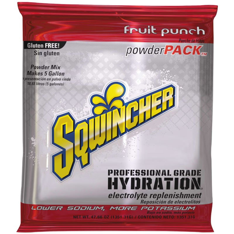 Sqwincher® Powder Packs, Makes 5 Gal., Fruit Punch