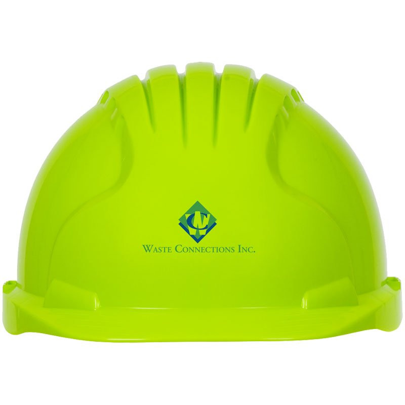 6151 HI-VIS YEL WHEEL RATCHET HARD HATW/ WASTE CONNECTIONS LOGO 2C 1L