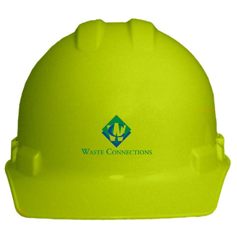 HI VIS YELLOW 6-PT SUSPENSION HARD HAT  W/ WASTE CONNECTIONS LOGO (2C - 1L)