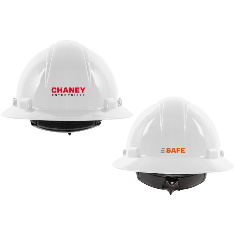 641R WHITE FULL BRIM HARD HAT W/ 4-PTWHEEL RATCHET SUSPENSION W/CHANEY ENTERPRISES