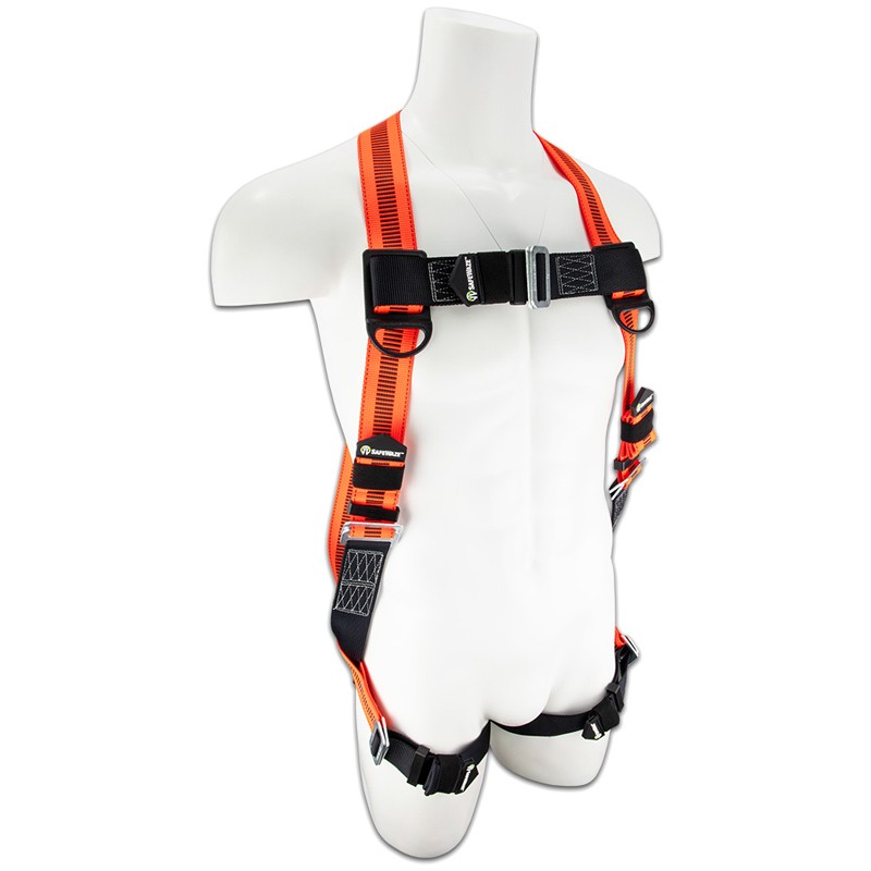 Safewaze V-Line Harness, Pass-Through Leg Straps, M/B Chest, Back D-Ring, Universal Size