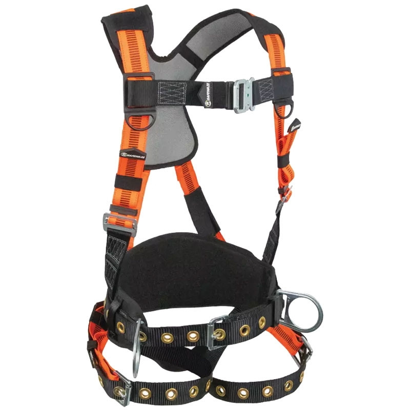 Safewaze V-Line Harness, Tounge-Buckle Leg Strap, Q/C Chest, Tongue & Shoulder Pads, Back & Side D-Rings, Small