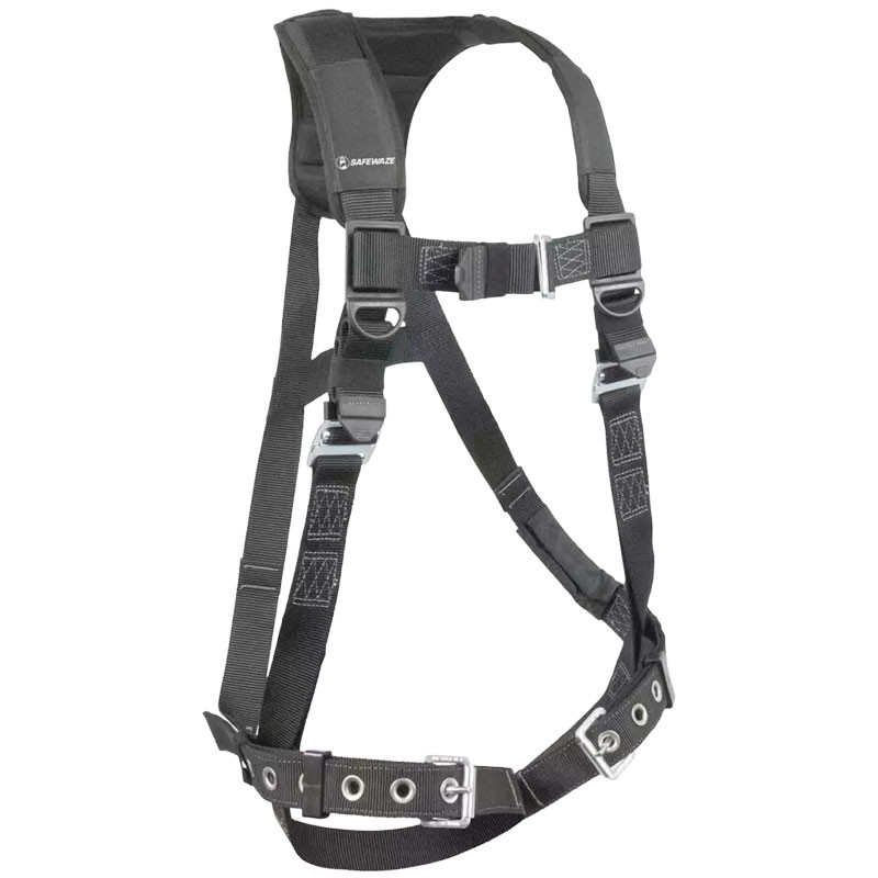 Safewaze Heavyweight Harness, Back D-Ring, Shoulder Pad, Mating Buckle Chest, Tongue Legs, 5-XL