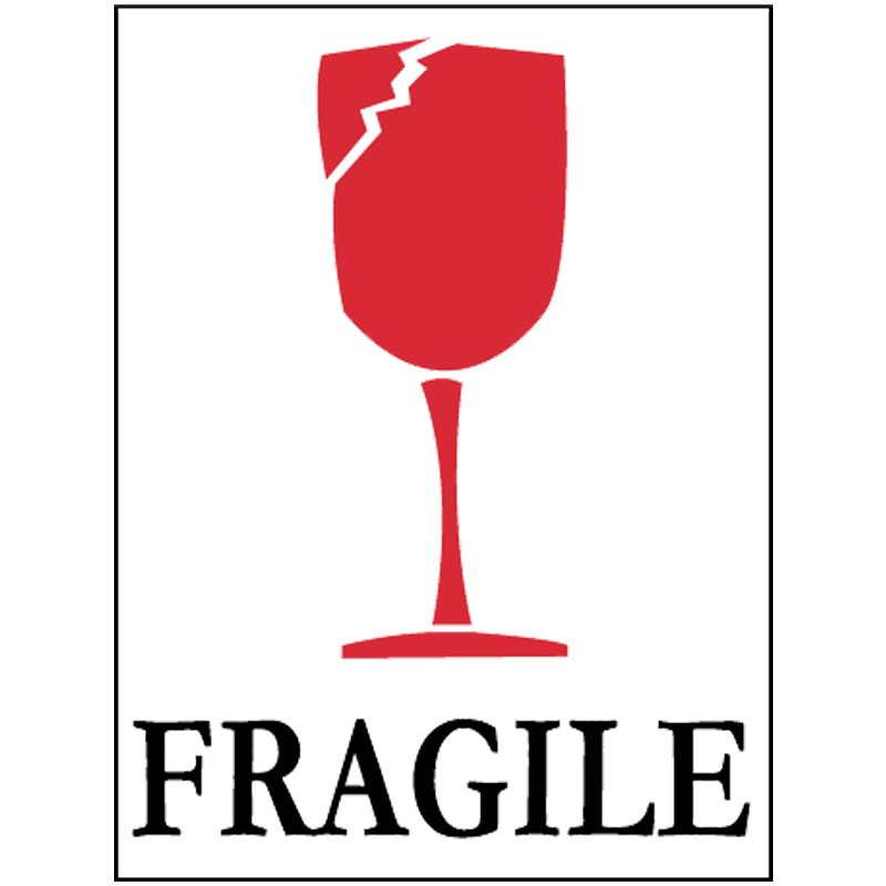 3" x 4" Fragile (Graphic) Glass International Shipping Label