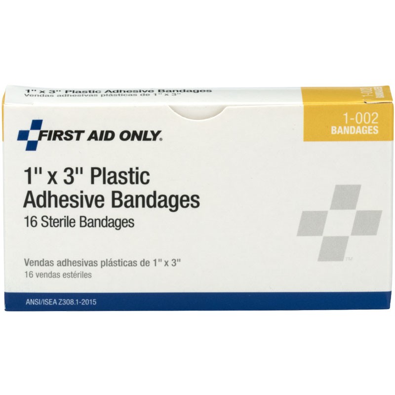 1" x 3" Plastic Bandages 16/Box