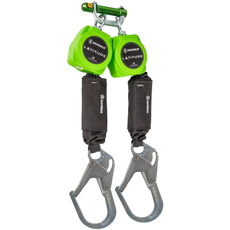Safewaze™ Latitude Class 1 Dual-Leg Self Retracting Lifeline, Swivel Tops w/ 9013 Behind the Web Bracket, Steel Rebar Hooks, Poly-Web, 6'