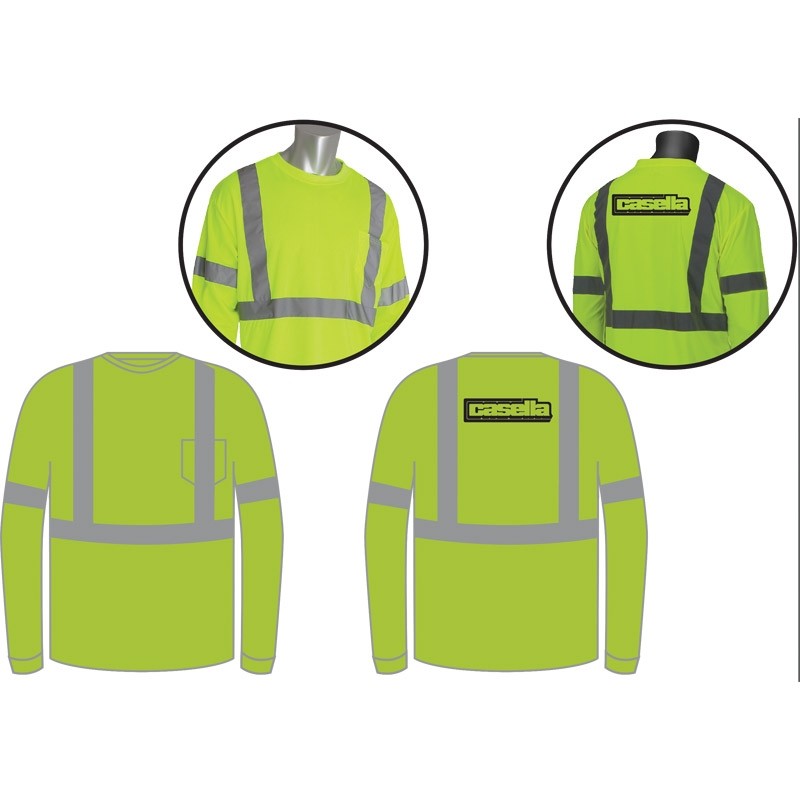 M CLASS 3 HI-VIS YELLOW LONG SLEEVE  SHIRT W/ CASELLA LOGO 1C 1L