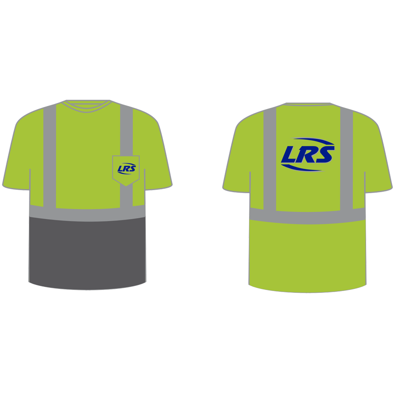 SM CLS 2 LY BLACK BOTTOM MESH T- SHIRT W/ LAKESHORE RECYCLING SERVICES LOGO 2C 2L