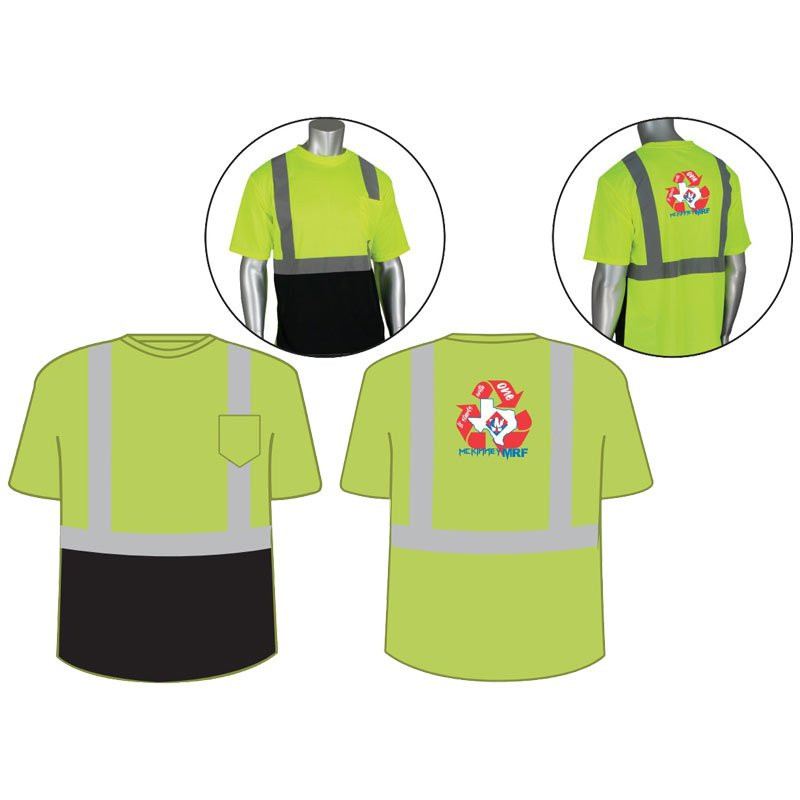 MED  CLS 2 LY BLACK BOTTOM MESH T- SHIRT  W/ WASTE CONNECTIONS LOGO (3C - 1L)