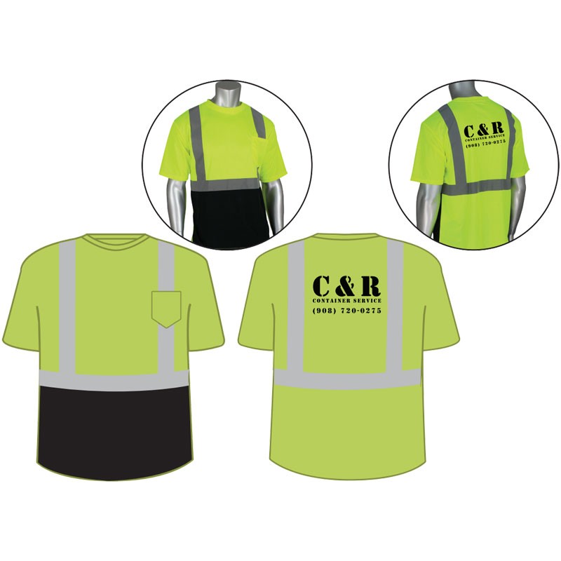 6-XL CLS 2 LY BLACK BOTTOM MESH T- SHIRT W/ C&R CONTAINER LOGO 1C-1L
