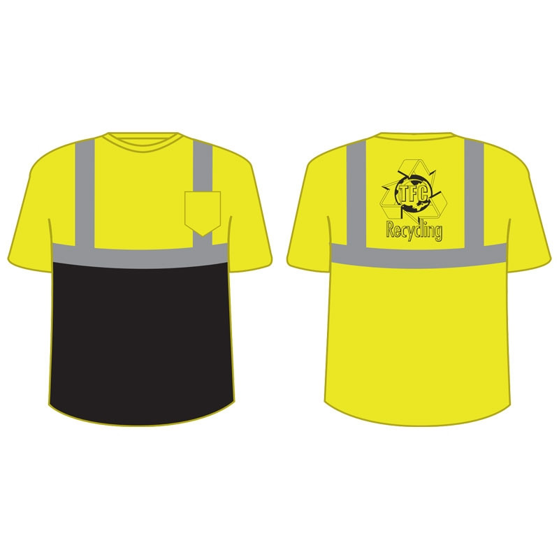 4XL CLS 2 LY BLACK BOTTOM MESH T- SHIRT W/ TFC RECYCLING LOGO 1C 1L