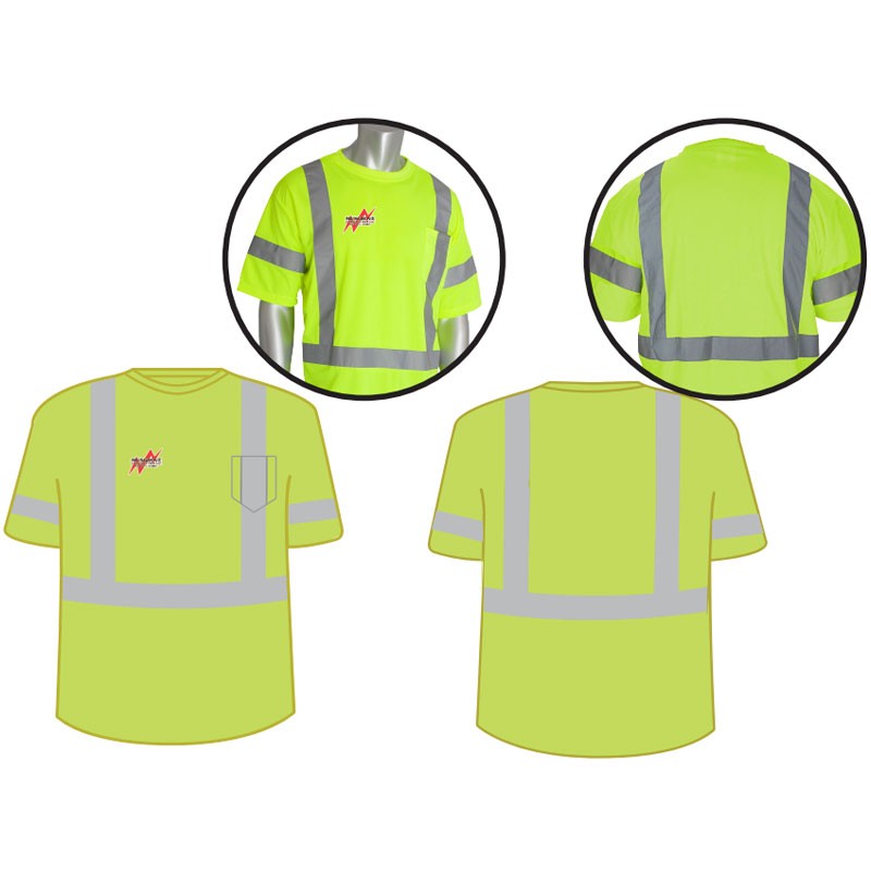 3X CLASS 3 SHORT SLEEVE T-SHIRT HI-VIS YELLOW  W/ MUSGROVE LOGO 3C-1L