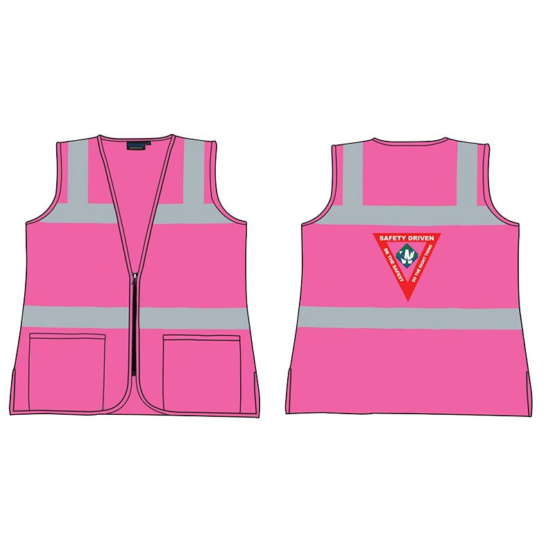XL NOT RATED PINK SAFETY VEST -  W/WASTE CONNECTIONS LOGO