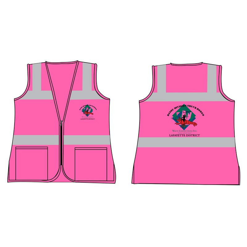 XL  NOT RATED PINK SAFETY VEST -  W/ WASTE CONNECTIONS LOGO (BAYOU DIVISION)