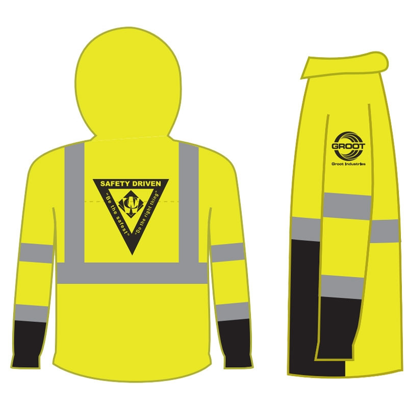 L CLS-3 BLACK BOTTOM SWEATSHIRT LYW/ ZIPPER W/ GROOT INDUSTRIES LOGO 1C 1C 2L